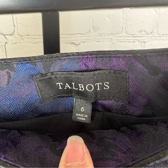 Talbots Dress Pants Satin Floral Lined Damask Whimsigoth Ankle Size 6 - Picture 5 of 7